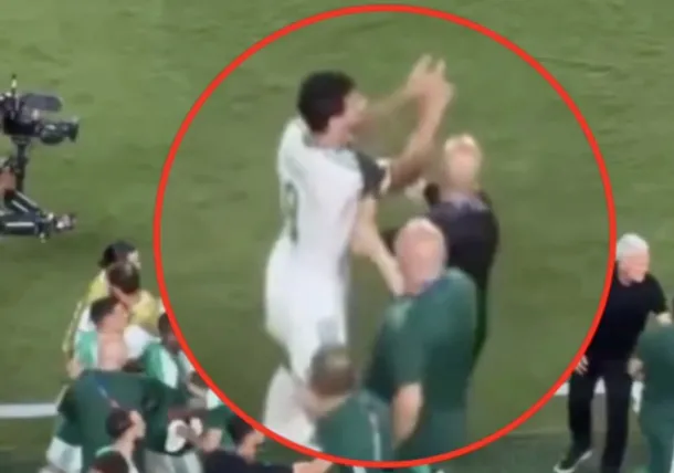 Imagen de los jugadores de Argelia y Austria en el campo después del empate