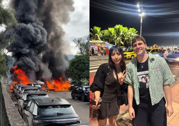 Imagen de un helicóptero accidentado en Río de Janeiro