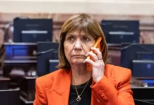 Patricia Bullrich celebrando con la camiseta argentina