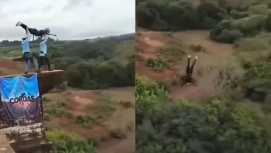 Imagen de un salto extremo con medidas de seguridad
