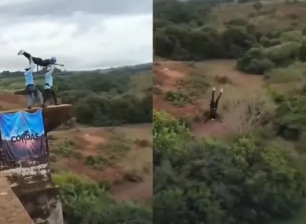 Imagen de un salto extremo con medidas de seguridad