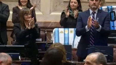 Senadores argentinos celebrando con camisetas de la Selección
