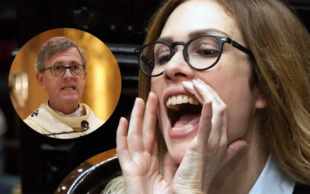 La diputada Lilia Lemoine y el arzobispo de Buenos Aires en una imagen simbólica de enfrentamiento
