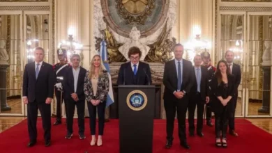 Imagen del presidente Javier Milei en una conferencia de prensa