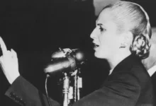 Imagen de Eva Perón en el balcón de la Casa Rosada