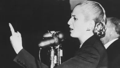 Imagen de Eva Perón en el balcón de la Casa Rosada