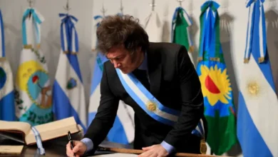 Javier Milei durante su discurso en la vigilia patria del Día de la Independencia