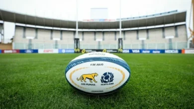 Partido de rugby entre Los Pumas y Escocia en el Estadio Kempes
