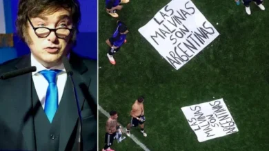 Javier Milei hablando sobre la bandera de Malvinas