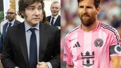 Javier Milei y Lionel Messi en un partido de la Selección Argentina