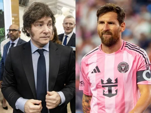 Javier Milei y Lionel Messi en un partido de la Selección Argentina