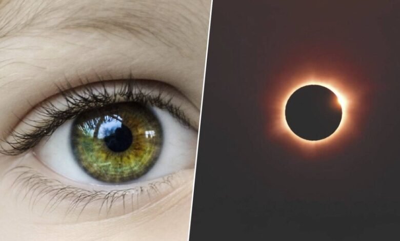 Imagen de una persona observando un eclipse solar con gafas de sol especiales