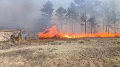 Incendio forestal en Yacanto, brigadistas en acción