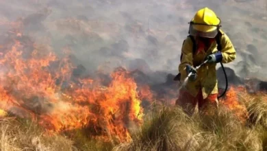 Mapa de la provincia de Córdoba con zona bajo alerta máxima de incendios forestales