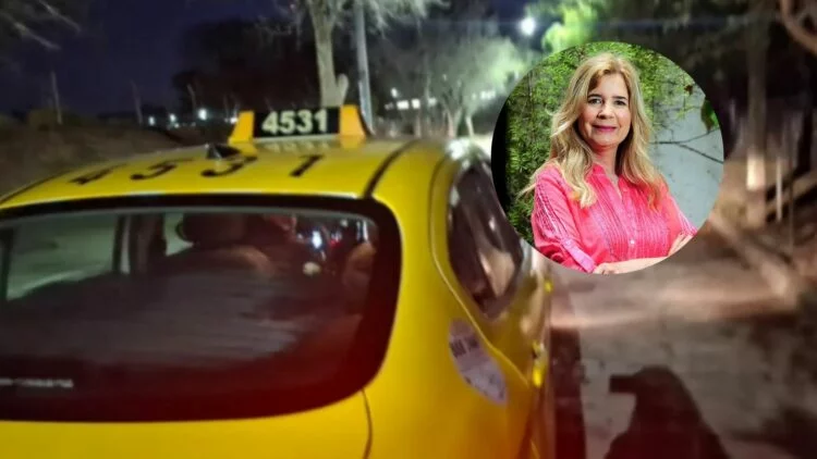 Taxi en la Terminal de Ómnibus de Córdoba con taxímetro visible