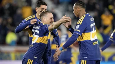 Boca celebrando su victoria en la Copa Sudamericana