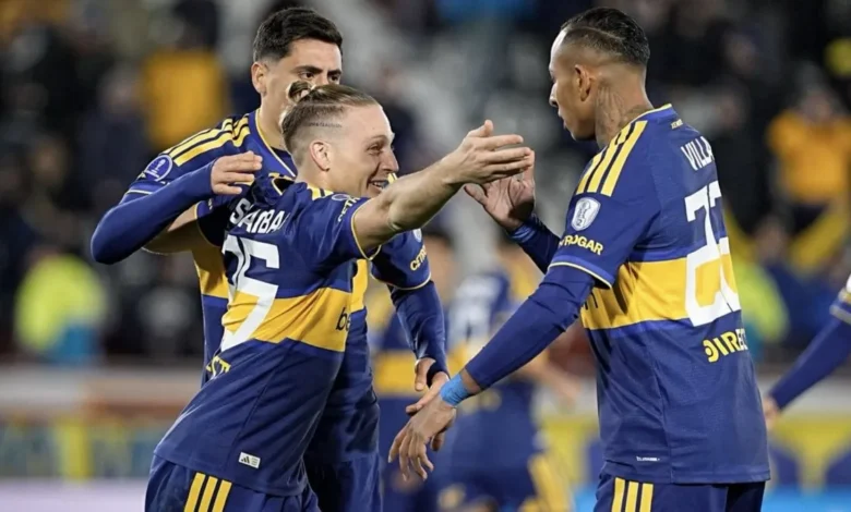 Boca celebrando su victoria en la Copa Sudamericana