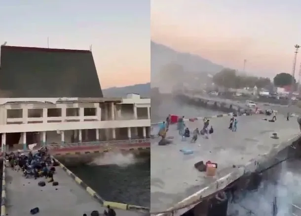 Terremoto en Indonesia: personas escapando de la zona afectada