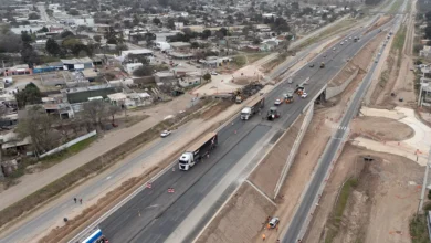 Vista del altonivel en construcción sobre la Ruta 19, zona de Malvinas Argentinas
