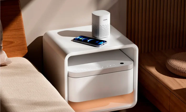 Mesita de noche inteligente Xiaomi con luz LED y puertos de carga