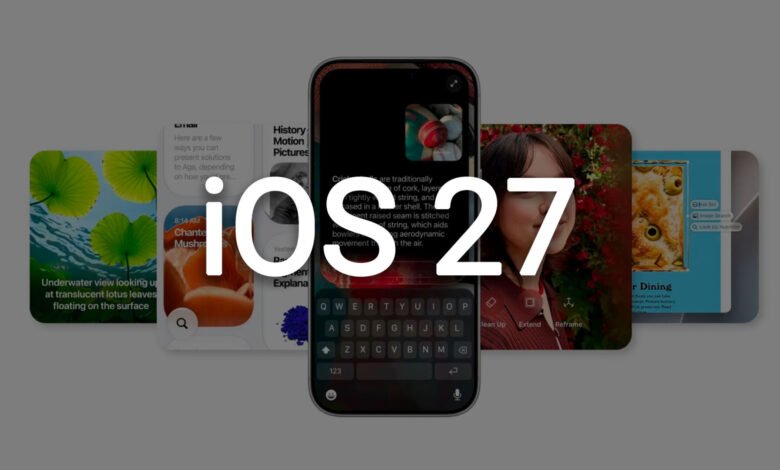 Pantalla de un iPhone 18 Pro mostrando la pantalla de actualización iOS 27.0.1