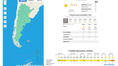 Mapa del pronóstico del Servicio Meteorológico Nacional para Córdoba, 26‑28 de septiembre de 2026