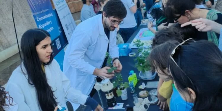 Escena del ConiFest 2026 con stands científicos y público disfrutando en Plaza España, Córdoba