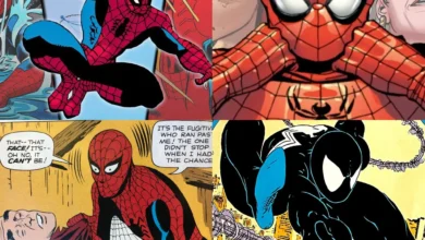 Ilustración de Spider‑Man levantando una viga metálica en The Amazing Spider‑Man #33