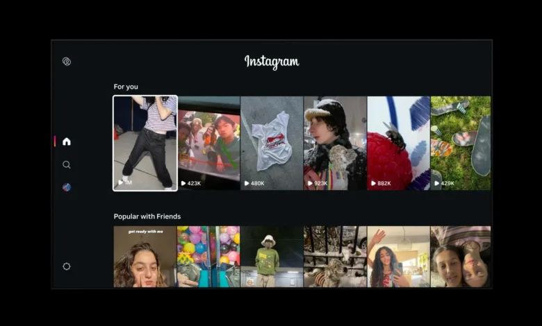 Captura de pantalla de la nueva función Features de Instagram mostrando un video largo en una televisión